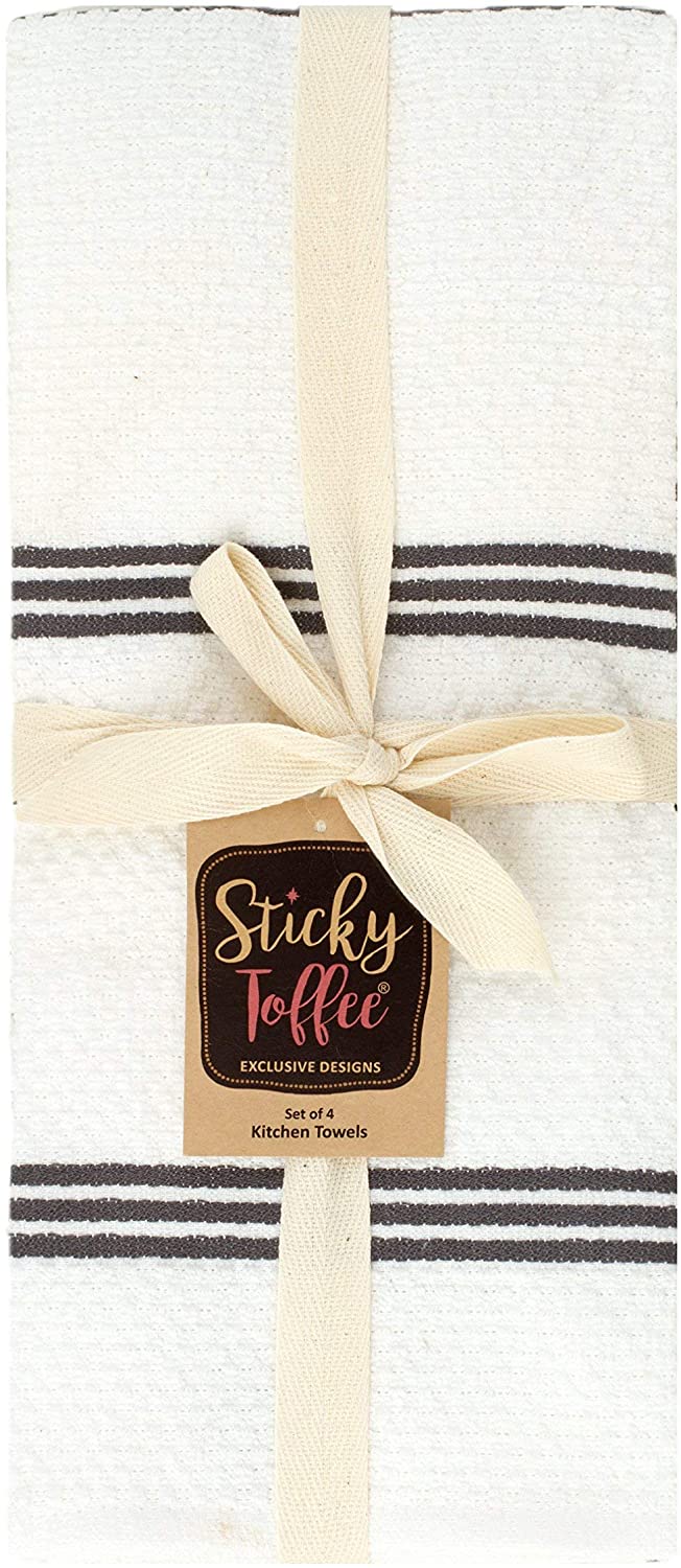 Sticky Toffee， 4 Pack， Cotton Terry Kitchen Dish Towel， 28 x 16