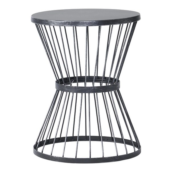 Outdoor 16 Inch Iron Side Table，Matte Black