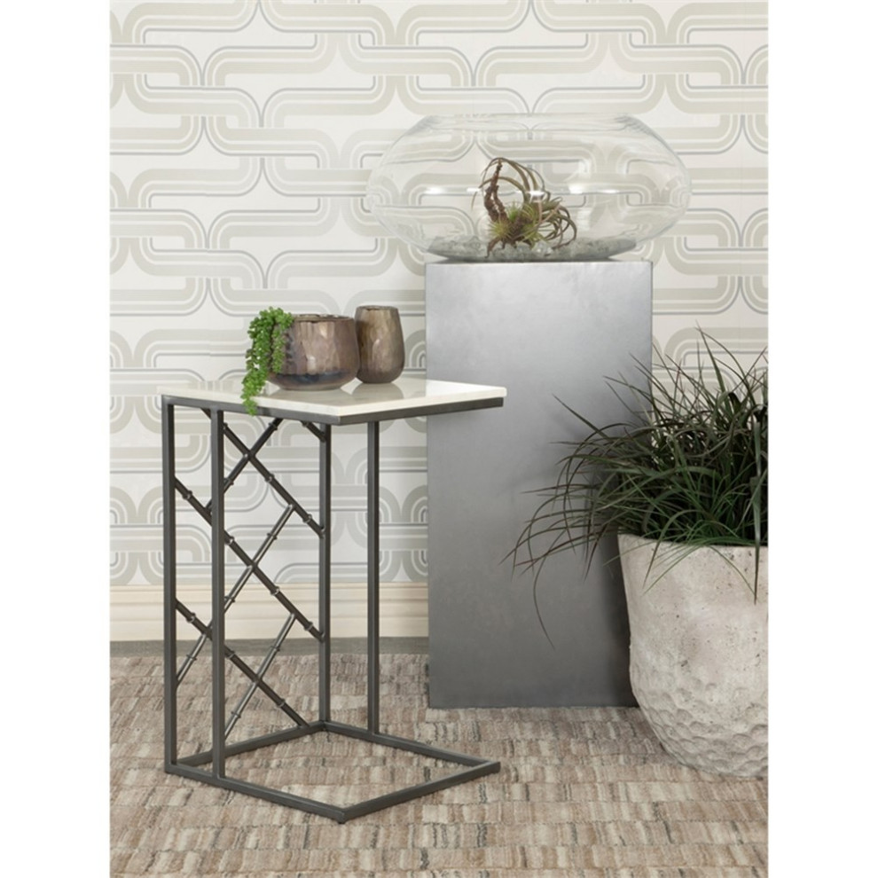 Coaster Angeliki Contemporary Accent Table with Marble Top in Antique Gold/White   Transitional   Side Tables And End Tables   by Homesquare  Houzz