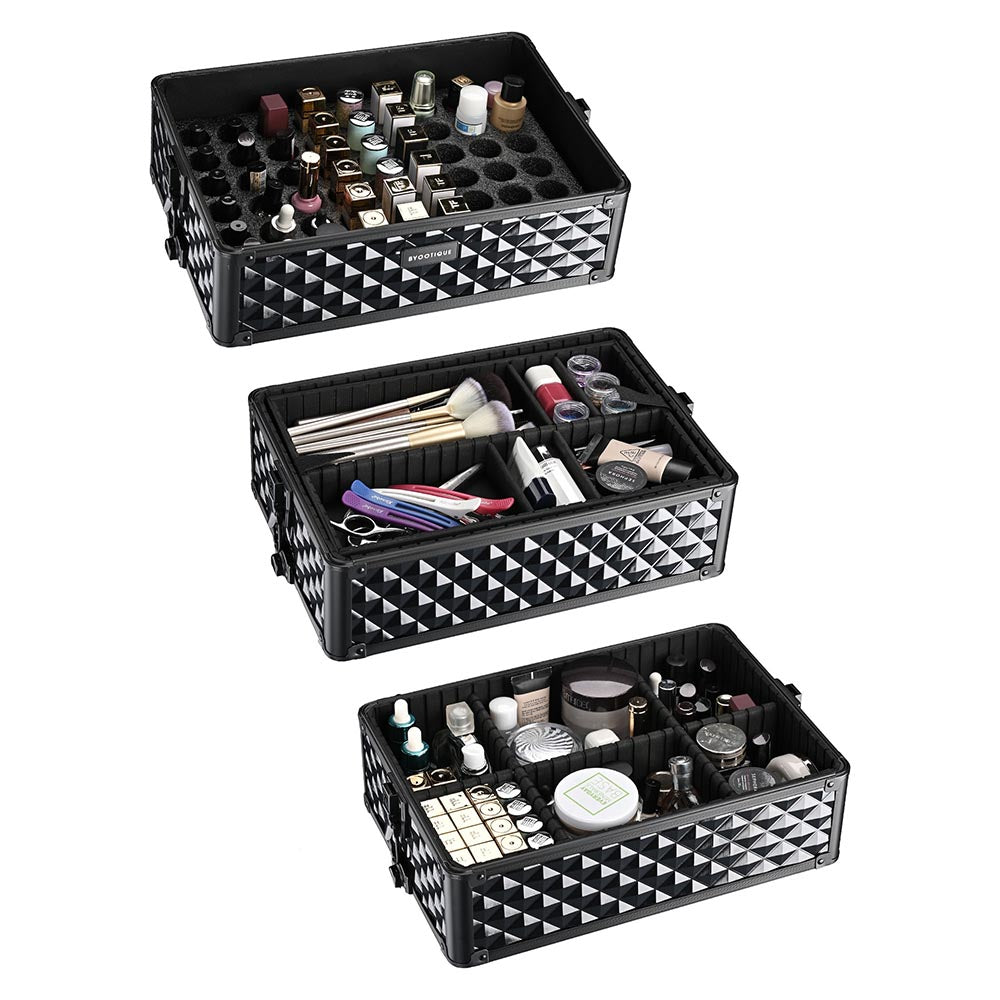 Byootique Makeup Case with Lock Nail Polish Slots