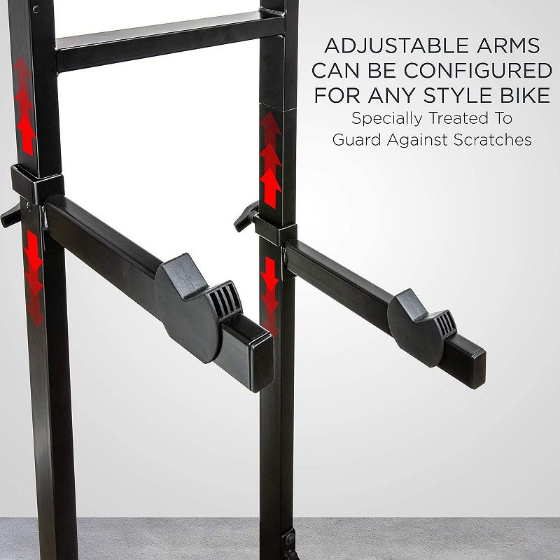 RaxGo Garage Bike Rack， Freestanding 2 Bicycle Storage with Adjustable Hooks