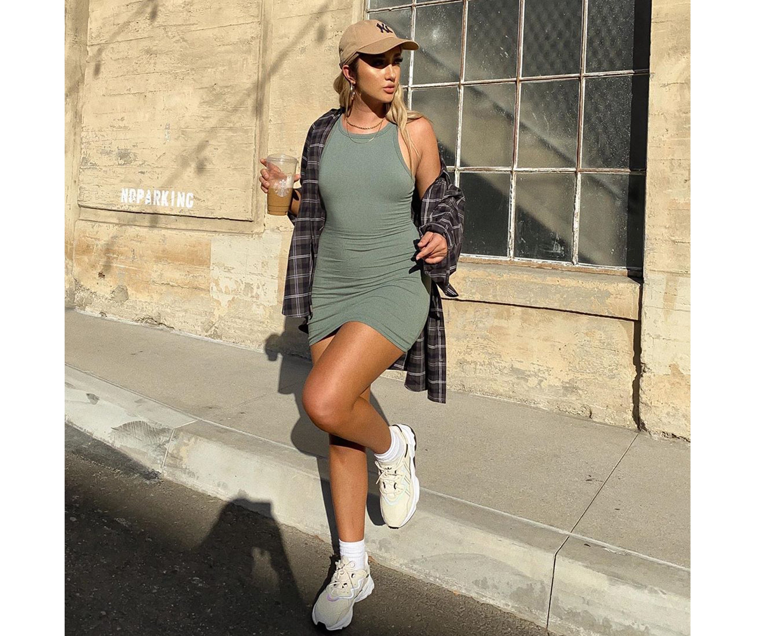 Ribbed Knit Crew Neck Bodycon Mini Dress