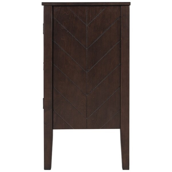 Brown Wooden Entryway Console Table Storage Cabinet with Adjustable Shelf