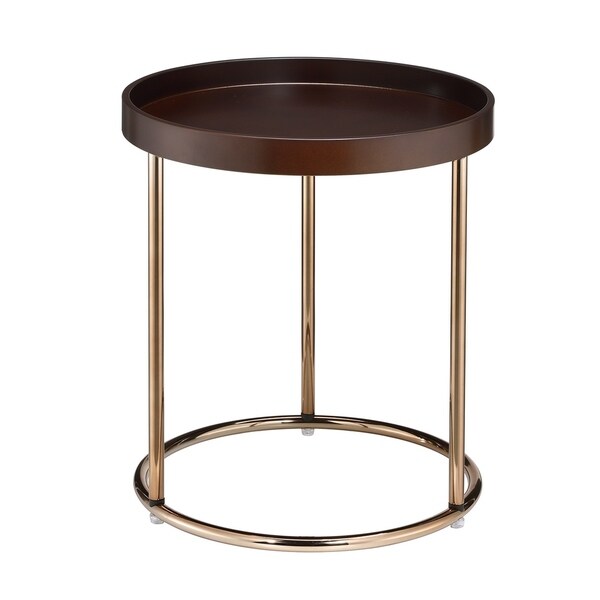 Silver Orchid Bruns Round Espresso Tray Table