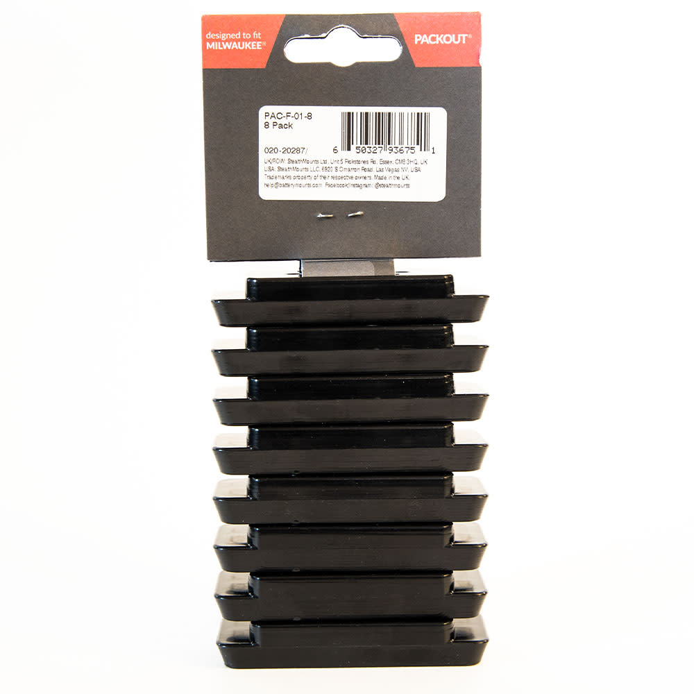 StealthMounts Battery Mount Milwaukee PACKOUT Feet Black 8pk ;