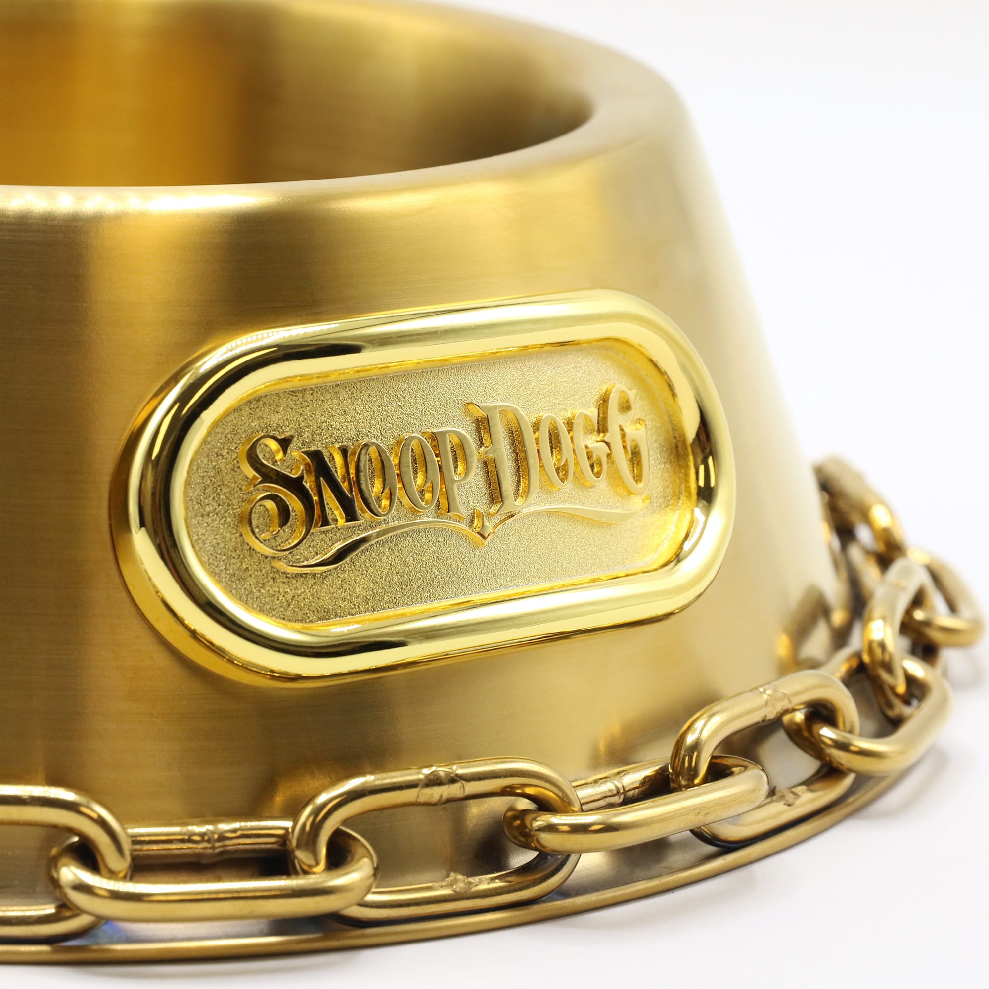 Snoop Doggie Doggs Off the Chain Deluxe Gold Pet Bowl， 1 Cup