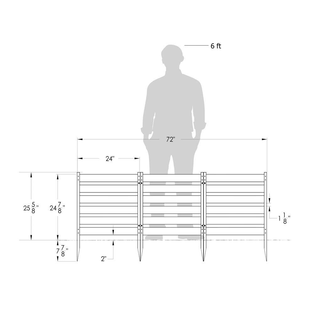 Zippity Outdoor Products Maui 2 ft. x 2 ft. No-Dig Charcoal Woodtek Vinyl Garden Fence Kit (3-Panels) ZP19066
