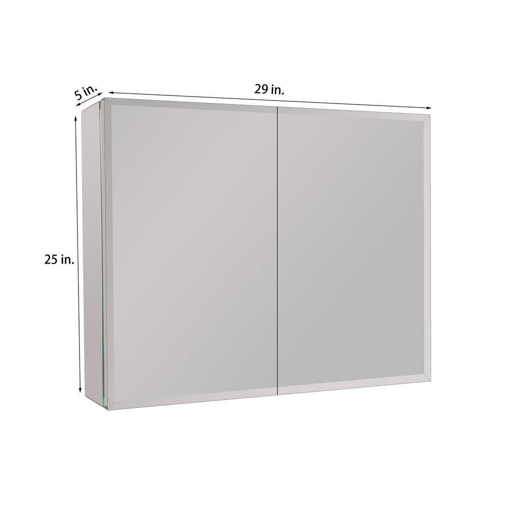 29 in. W x 25 in. H Small Rectangular Silver RecessedSurface Mount Bi-View Medicine Cabinet with Mirror Folio Door QY-MD0723505