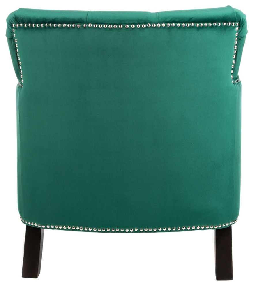 Leonard Tufted Club Chair Emerald/ Espresso   Traditional   Armchairs And Accent Chairs   by Peachtree Fine Furniture  Houzz