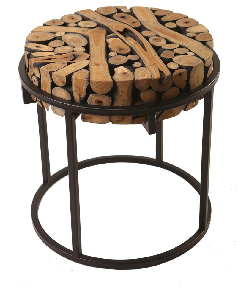 Side Table PADMAS PLANTATION SAFARI Rustic Round Black Powder Coated   Rustic   Side Tables And End Tables   by ShopLadder  Houzz