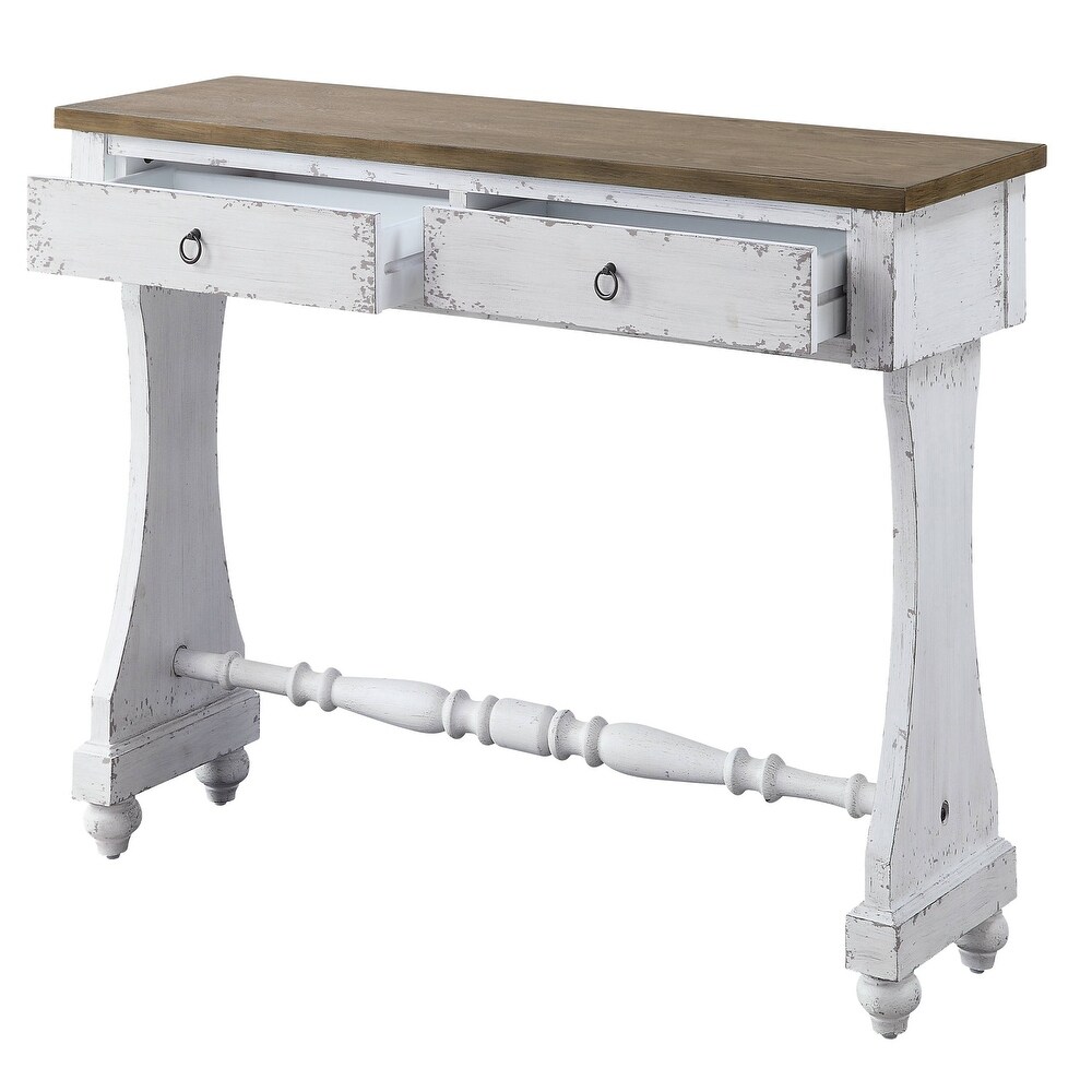 Monterra Antique White 2 drawer Console Table