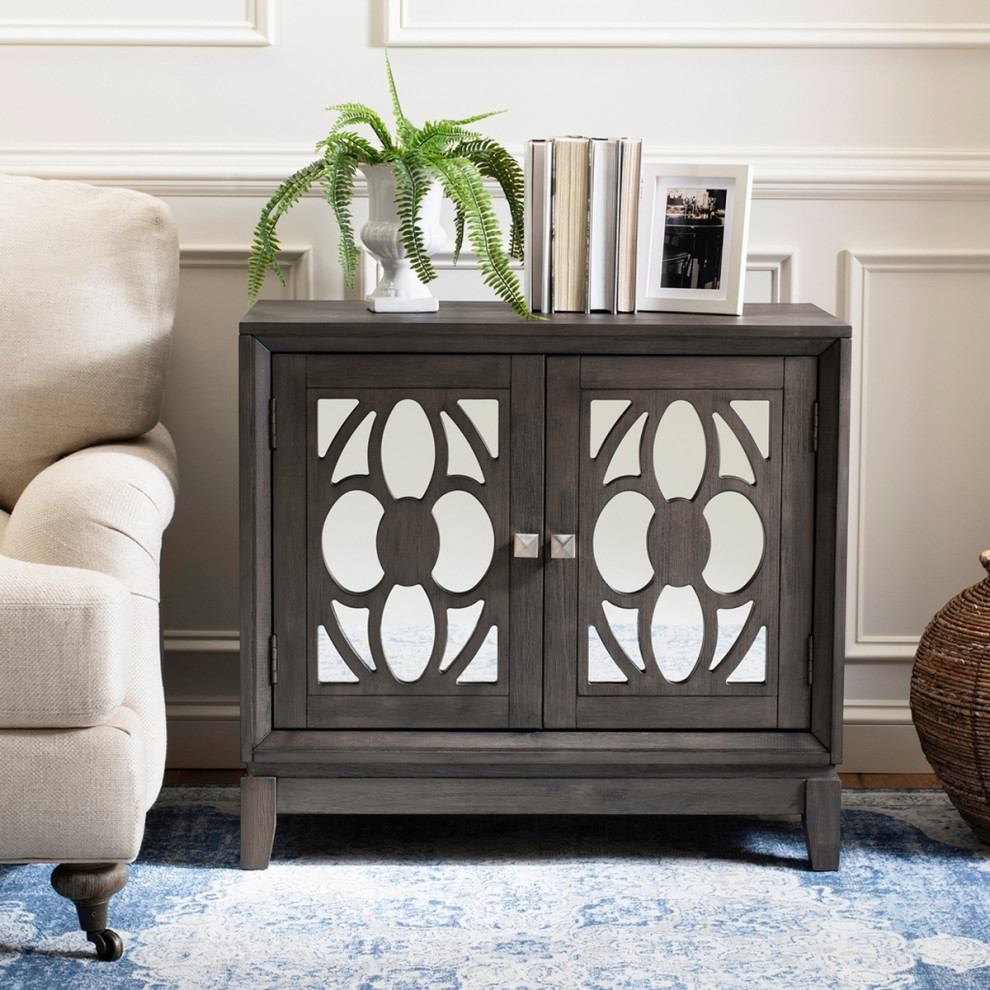 Kay 2 Door Chest Greywash/ Walnut Mirror   Modern   Accent Chests And Cabinets   by Virgil Stanis Design  Houzz