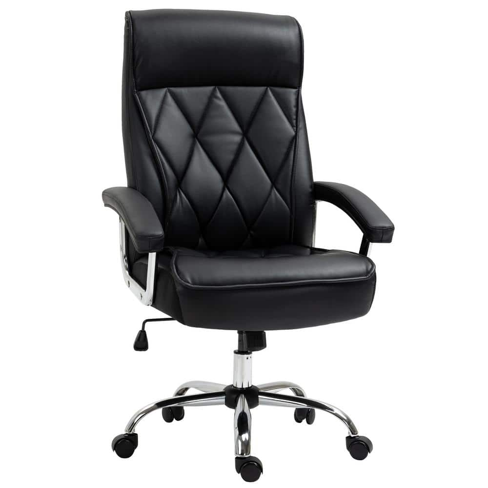 Vinsetto Black, High Back Home Office Chair Computer Task Seat Adjustable Ergonomic Executive Chair Diamond-Stitched PU Leather 921-473V80BK