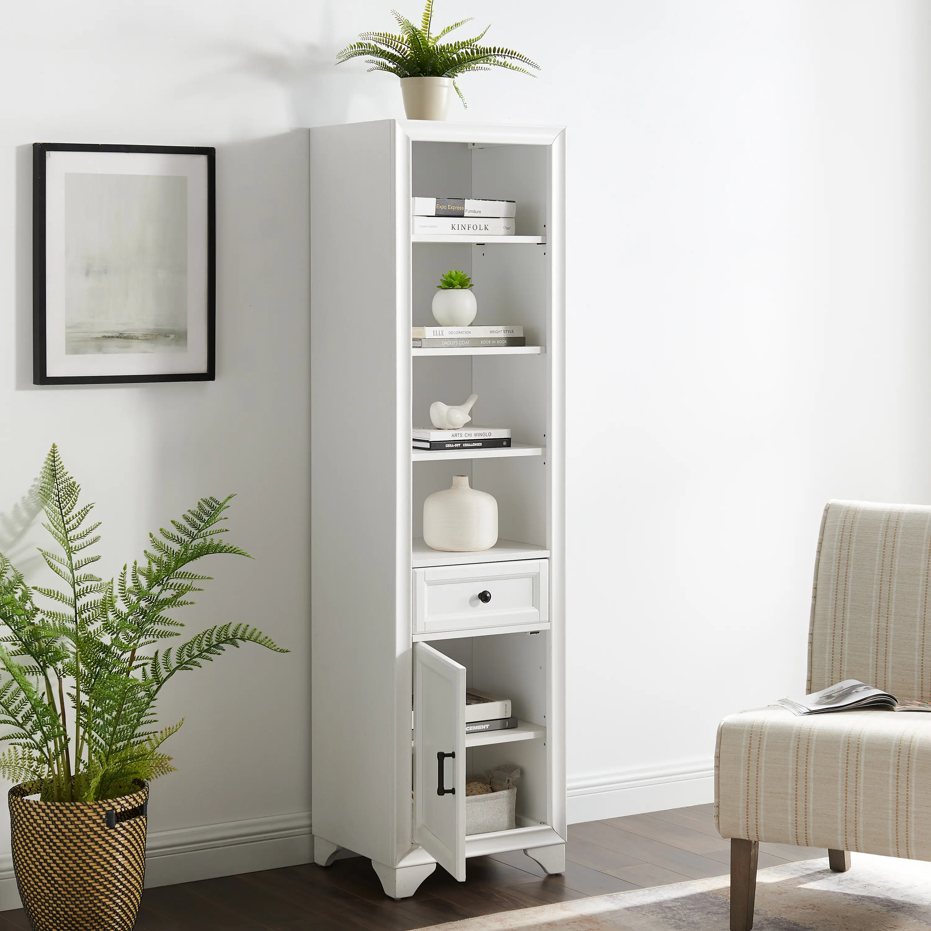 Tara Cottage White Linen Cabinet