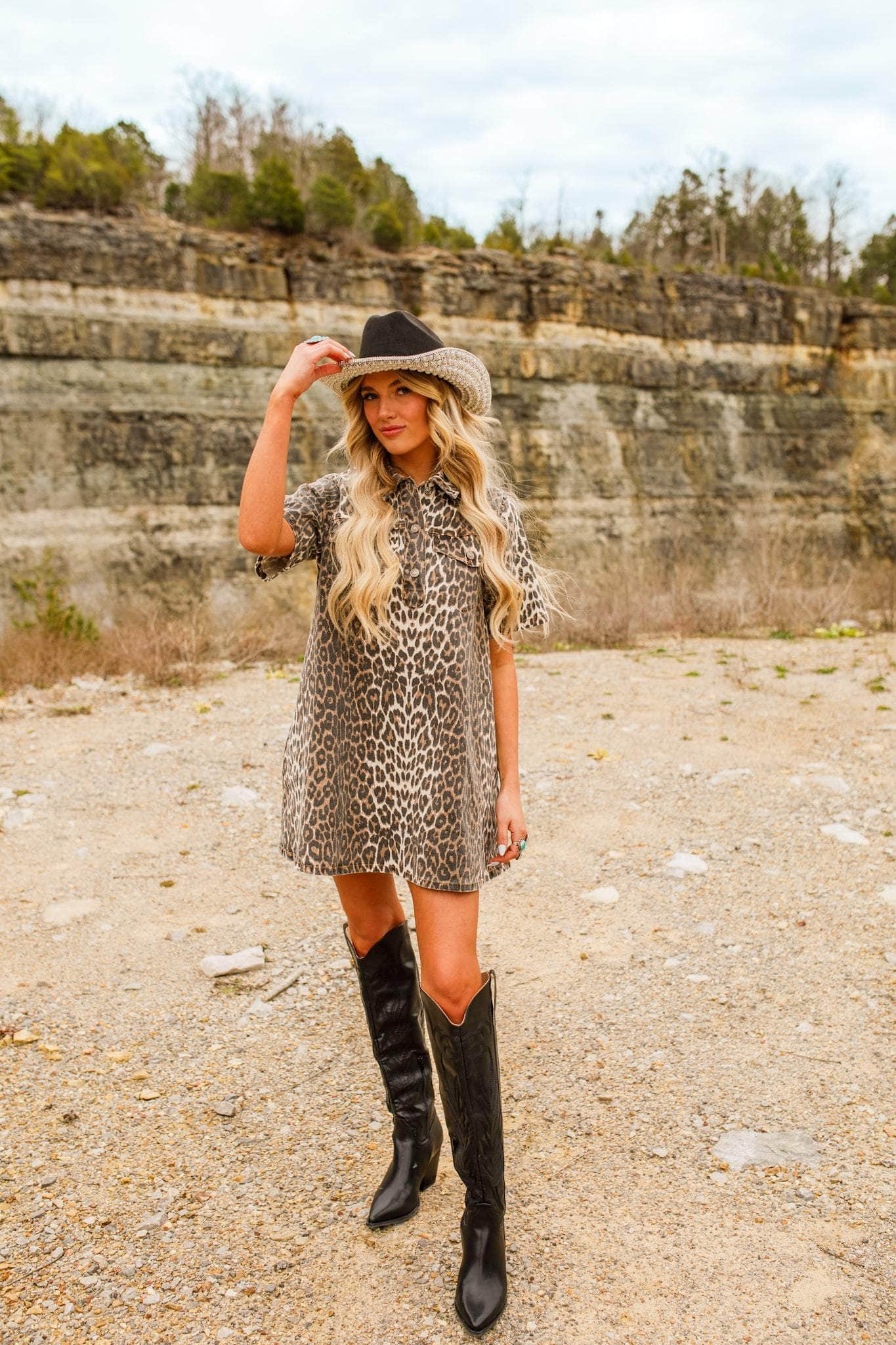 Leopard Denim Dress