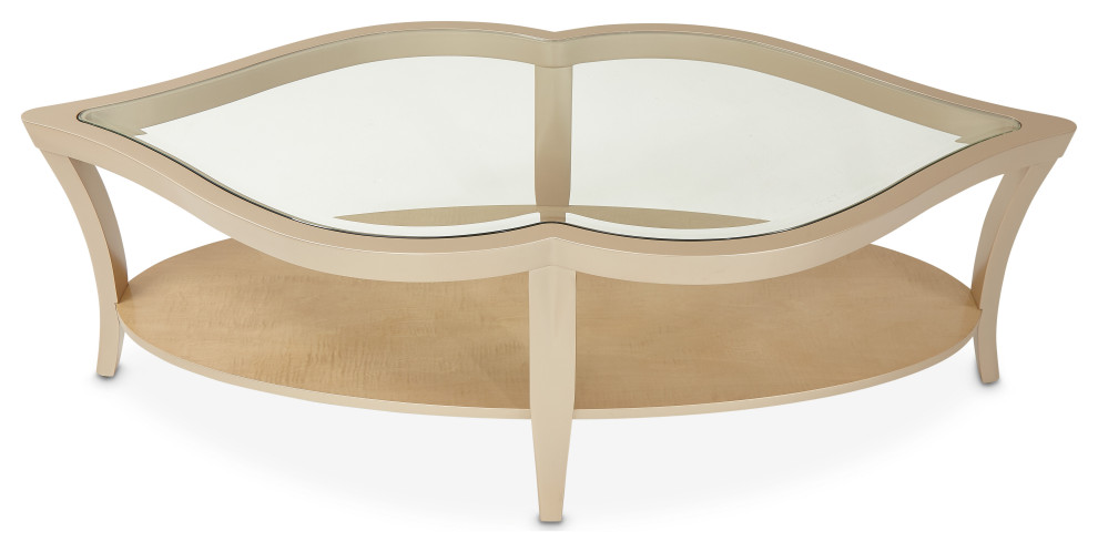 Malibu Crest Glass Cocktail Table   Chardonnay   Contemporary   Coffee Tables   by Michael Amini  Houzz