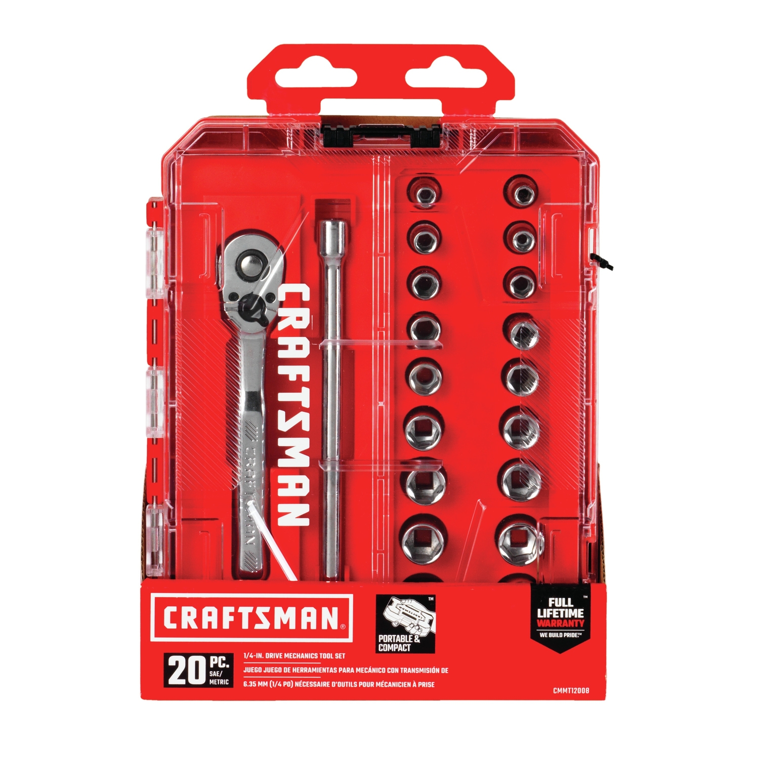 Craftsman 1/4 in. drive Metric and SAE 6 Point Socket and Ratchet Set 20 pc