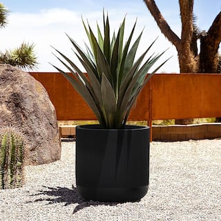 LuxenHome 14.8 in. W x 13.36 in. H Black Stripes Ceramic Individual Pot WHPL1971-B