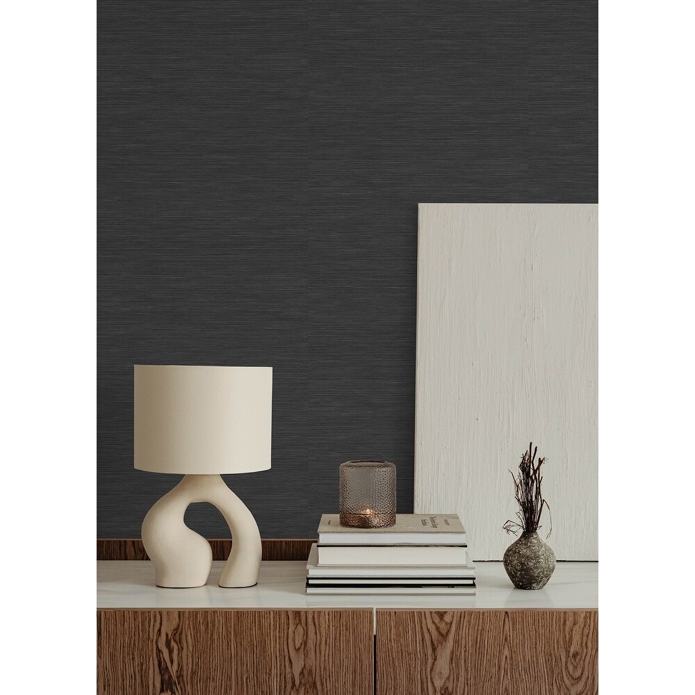 Mr. Kate Stella Soft Black Grasscloth Peel   Stick Wallpaper