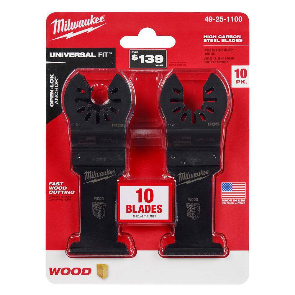 MW 1-38 in. High Carbon Steel Universal Fit Wood Cutting Multi-Tool Oscillating Blade (10-Pack) 49-25-1100