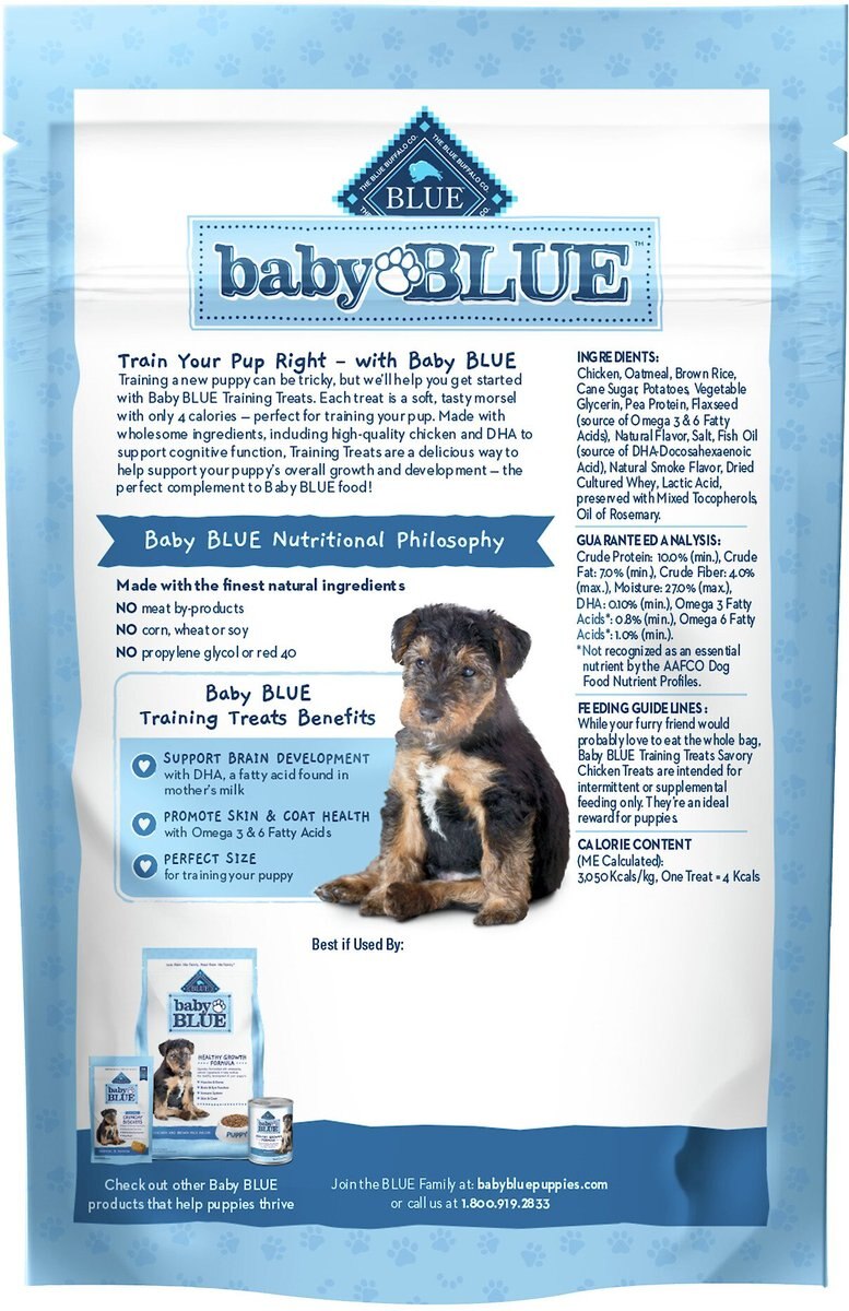 Blue Buffalo Baby Blue Natural Savory Chicken Puppy Treats， 4-oz bag