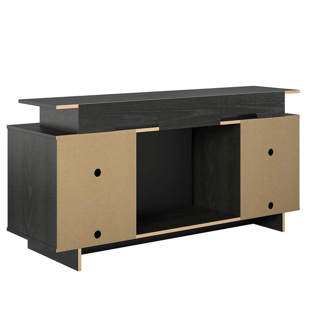 Ameriwood Home Mica Avenue 5961 in Freestanding Fireplace TV Stand in Black Oak Fits TVs Up to 74 in