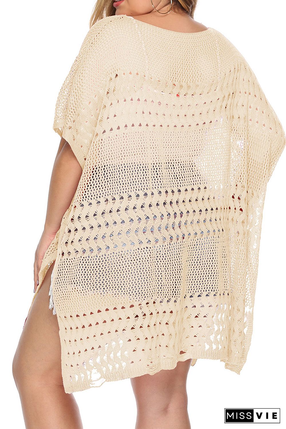 Plus Size Eyelet Beach Cover Up Kimono