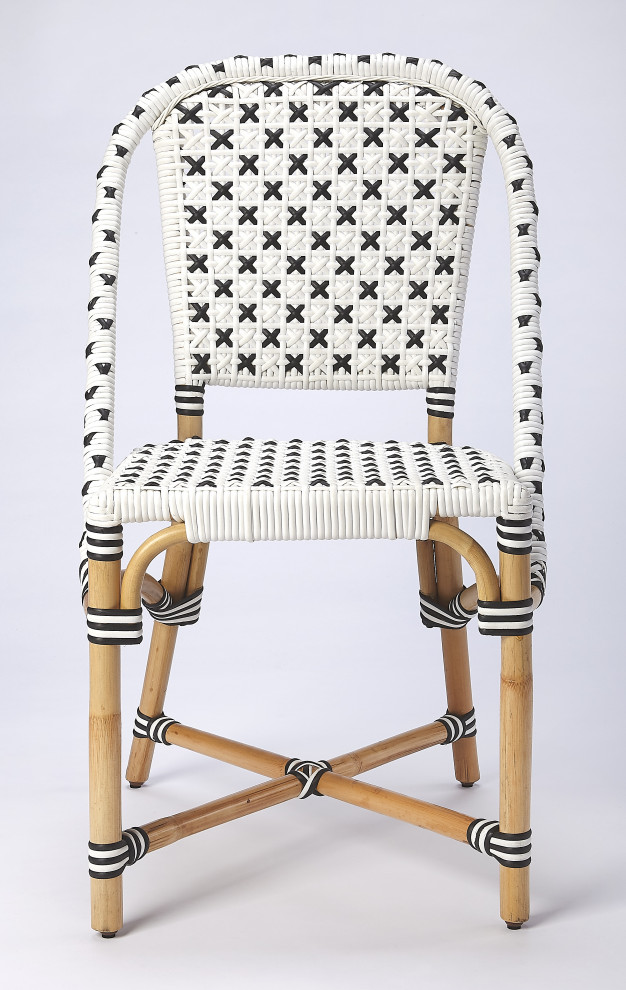 Butler Tenor White  ampBlack Rattan Dining Chair   Tropical   Dining Chairs   by Furniture East Inc.  Houzz