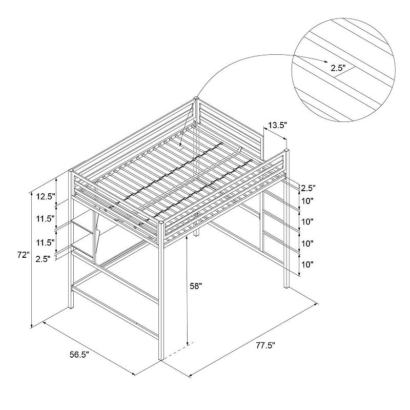 Novogratz Maxwell Loft Bed and Desk