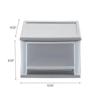 12.05 in. W x 8.39 in. H Single Gray Stackable Storage with Clear Drawer 500224