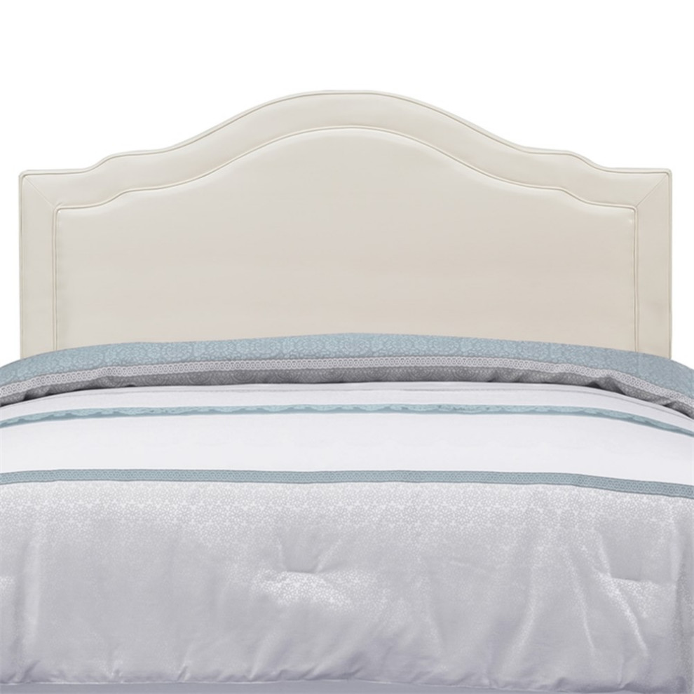 Edmond Cream Faux Leather Upholstered Queen Headboard   Transitional   Headboards   by Homesquare  Houzz