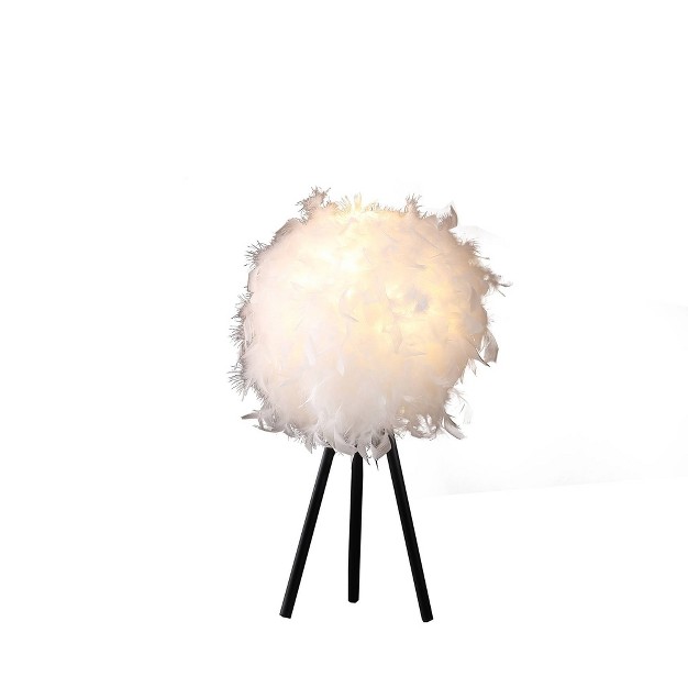 Pure White Feather Shade Tripod Modern Metal Table Lamp Ore International