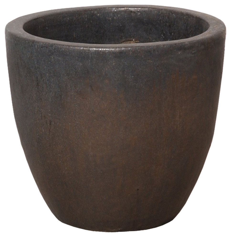 Round Pot Gun Metal   Transitional   Outdoor Pots And Planters   by EMISSARY  Houzz