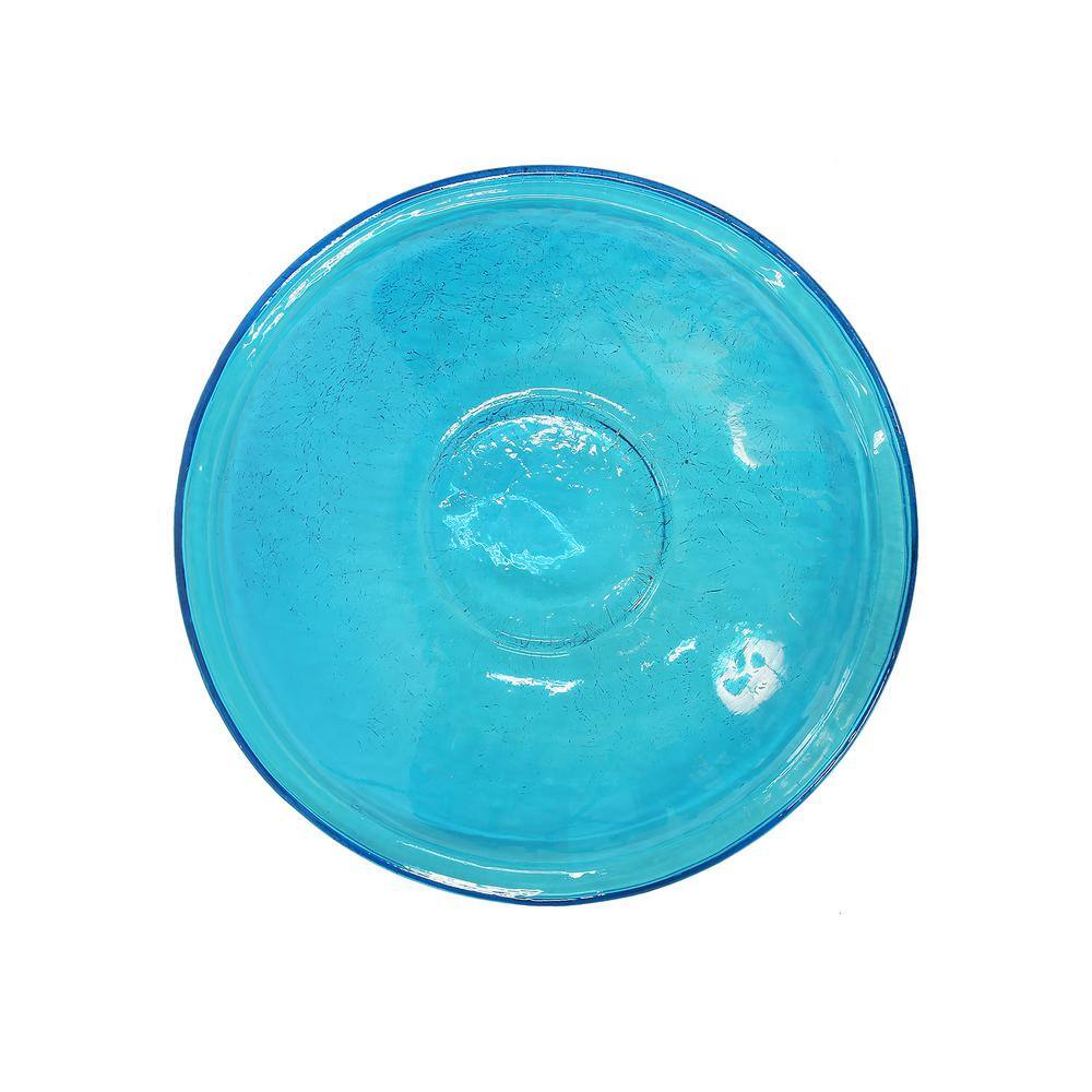 Achla Designs 14 in. Dia Teal Blue Reflective Crackle Glass Birdbath Bowl CGB-14T