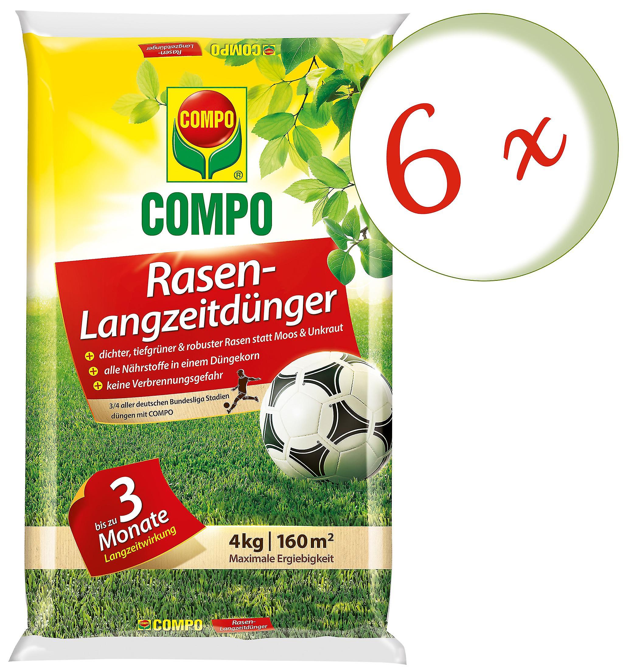 6 x COMPO Rasen-Langzeitd??nger， 4 kg