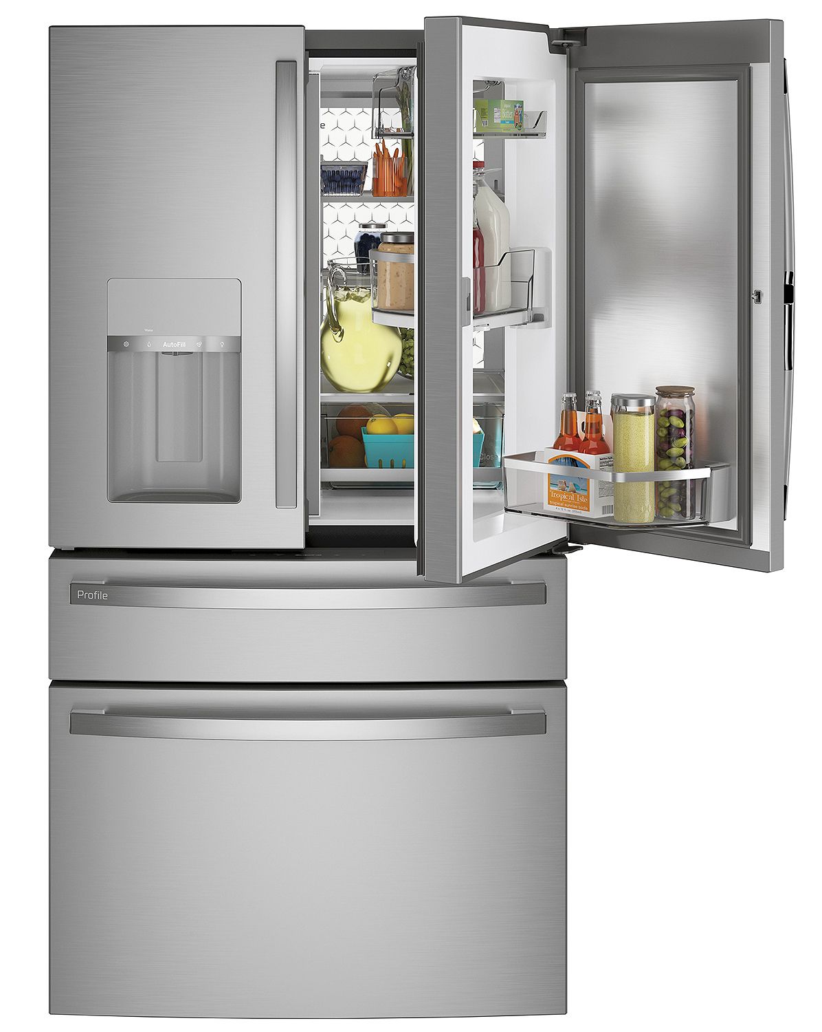 GE Profile 27.9 Cu. Ft. Fingerprint Resistant Stainless Steel Smart 4-Door French-Door Refrigerator With Door In Door