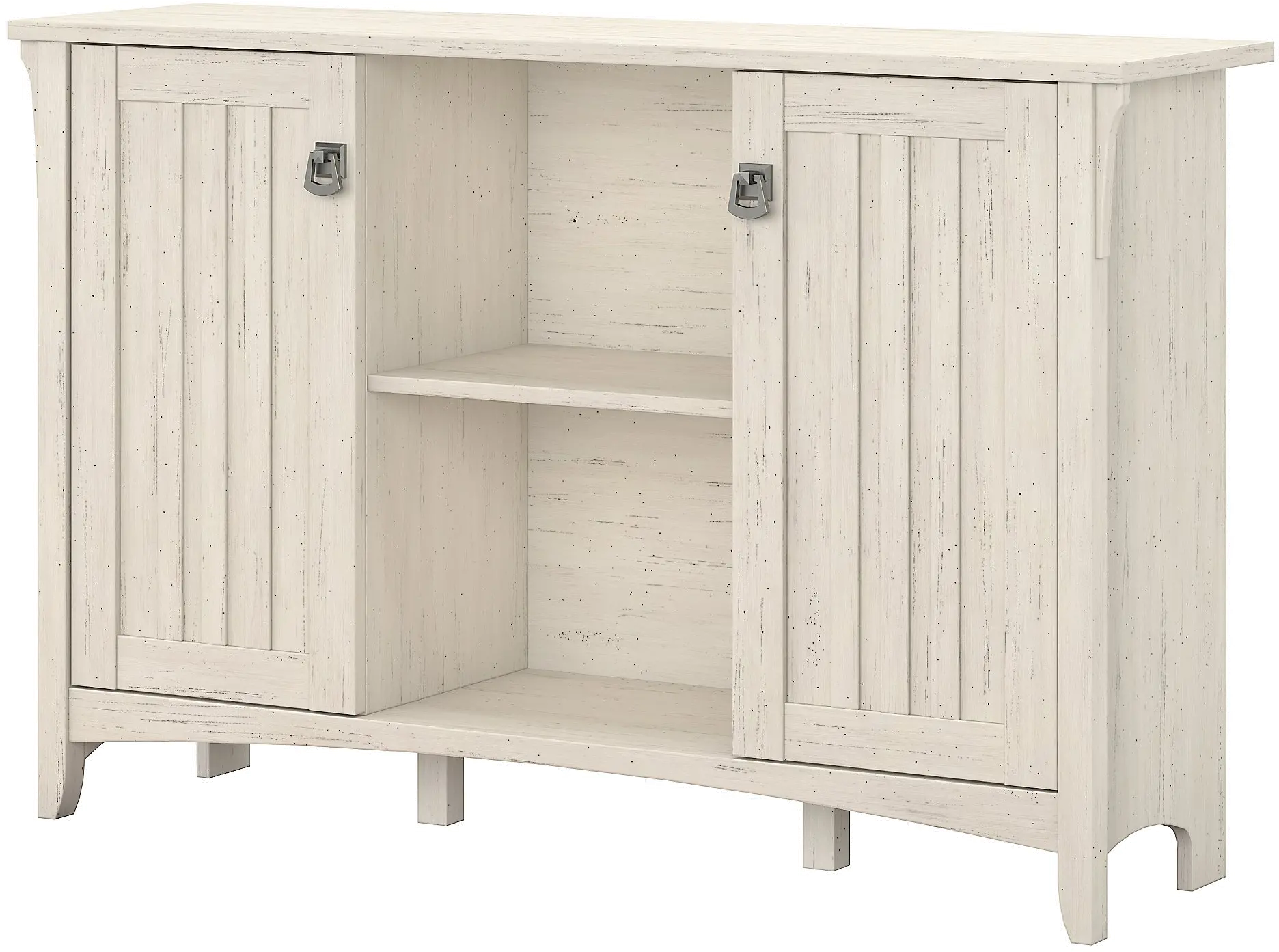 Salinas Antique White Storage Sideboard - Bush Furniture