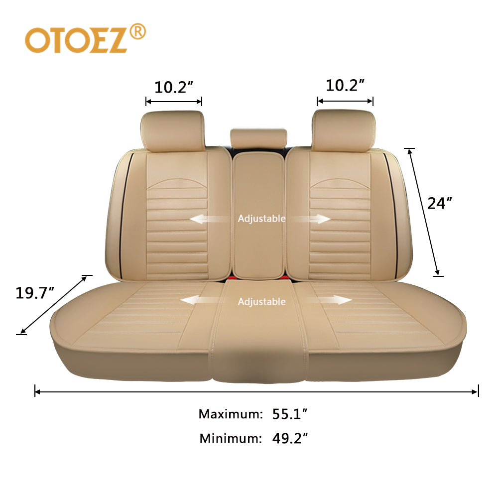 OTOEZ Universal Car Seat Cover Full Set PU Leather 5 Seats Front Rear Seat Cushion