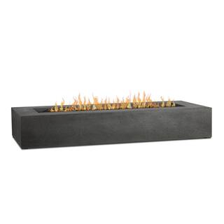 JENSEN CO Brookhurst 72 in. W x 12 in. H Outdoor GFRC Liquid Propane Fire Pit in Carbon with Lava Rocks 1591LP-CBN