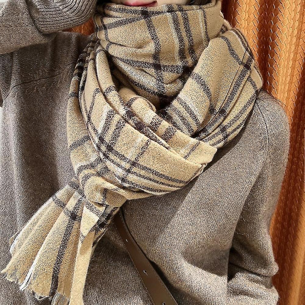 Women's Fashion Scarves With Cute Grid Breathable Imitation Cashmere Design For Cold Weather Outdoor Skiing And Cycling