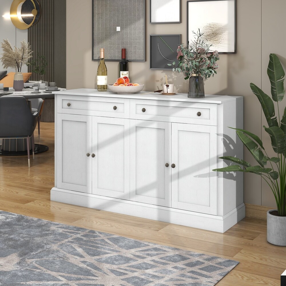 Modern Stable Kitchen Sideboard Storage Buffet Cabinet with 2 Drawers and 4 Doors Adjustable Shelves