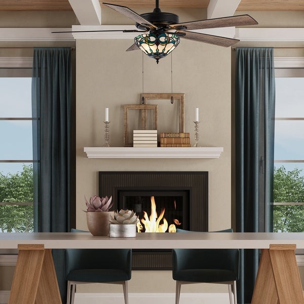 a River of Goods Oil-Rubbed Bronze and Stained Glass 52-Inch 3-Light Remote-Controlled Ceiling Fan Shopping - The Best Deals on Ceiling Fans | 40803857