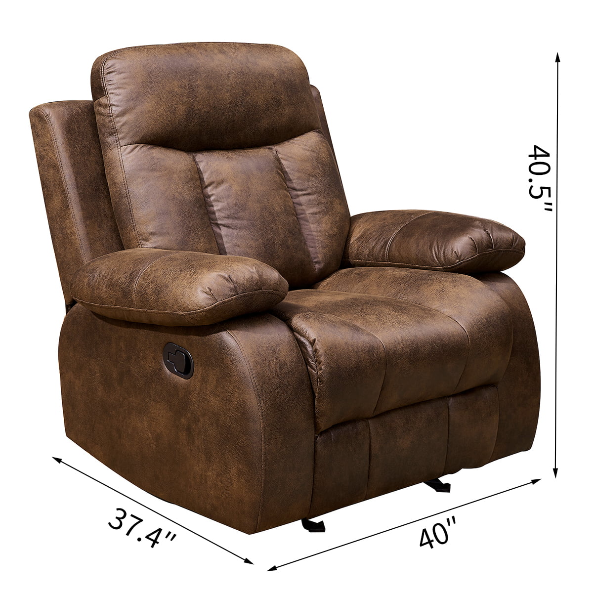 Betsy Furniture 3-PC Microfiber Fabric Recliner Set Living Room Set in Brown, Sofa Loveseat Chair Pillow Top Backrest and Armrests 8028 (Living Room Set 3+2+1)