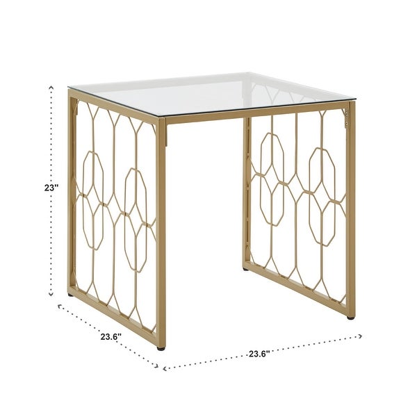 Elle Octagon Pattern Gold Metal and Glass Table by iNSPIRE Q Bold