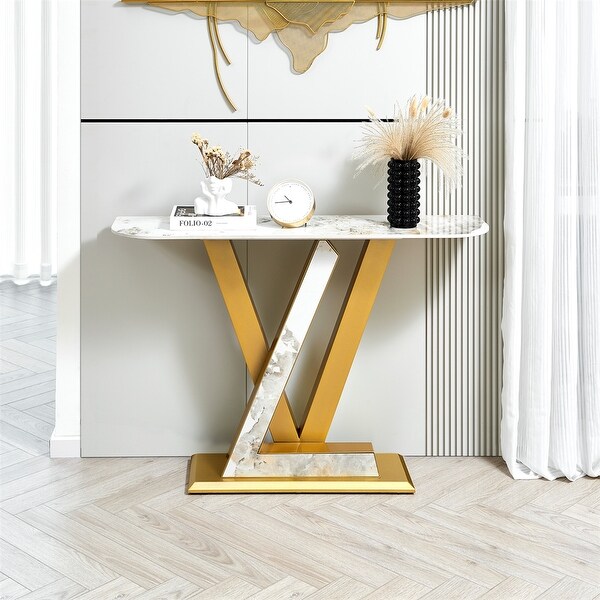 Console Table，Exquisite Shape Design w/ Adjustable Foot Pads