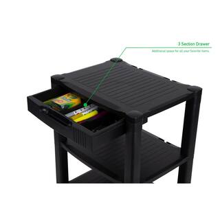 Mind Reader 4-Shelf Plastic Wheeled Printer Cart Organizer in Black PRCARTLG-BLK