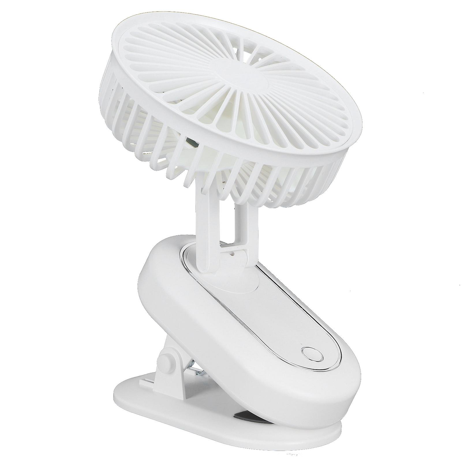 3‑Gears Portable Electric Fan Fully Automatic Shaking Head Electric Fan USB Charging for SummerWhite