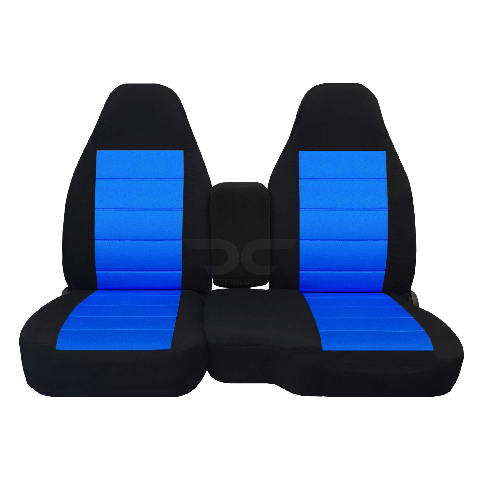 T449-DesignCovers Compatible with 2004-2012 Ford Ranger/Mazda B-Series Camo Truck Seat Covers (60/40 Split Bench) w Solid Center Console: Black and Blue velour