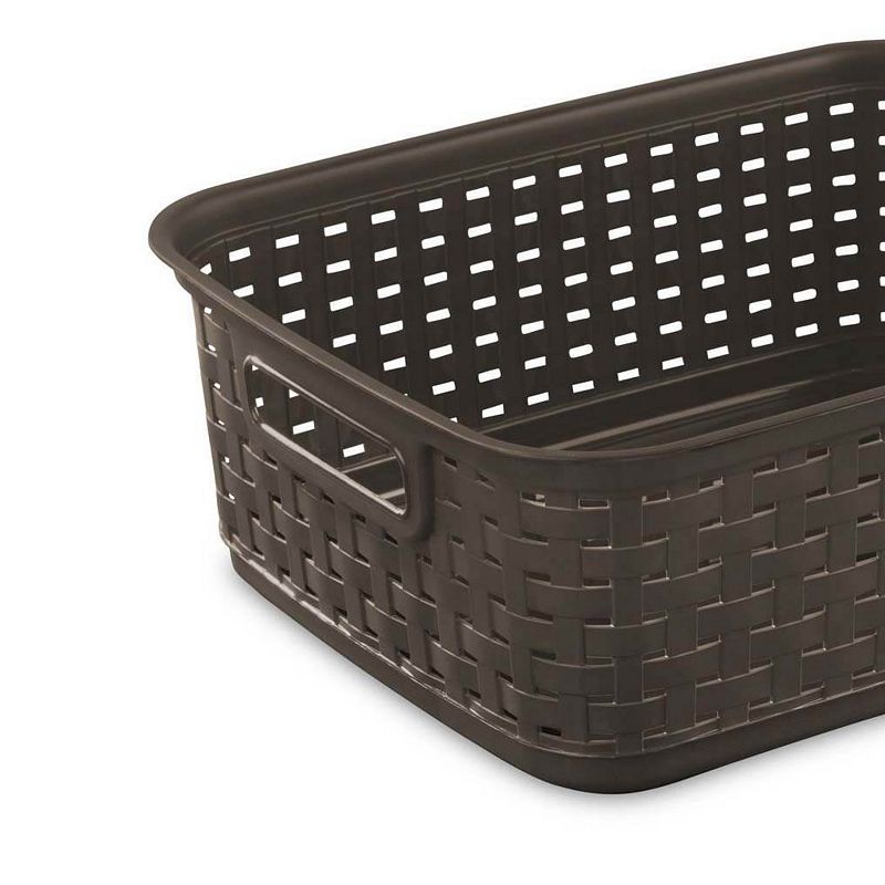 Sterilite Decorative Wicker-Style Short Weave Basket， Espresso 12726P06 (6 Pack)