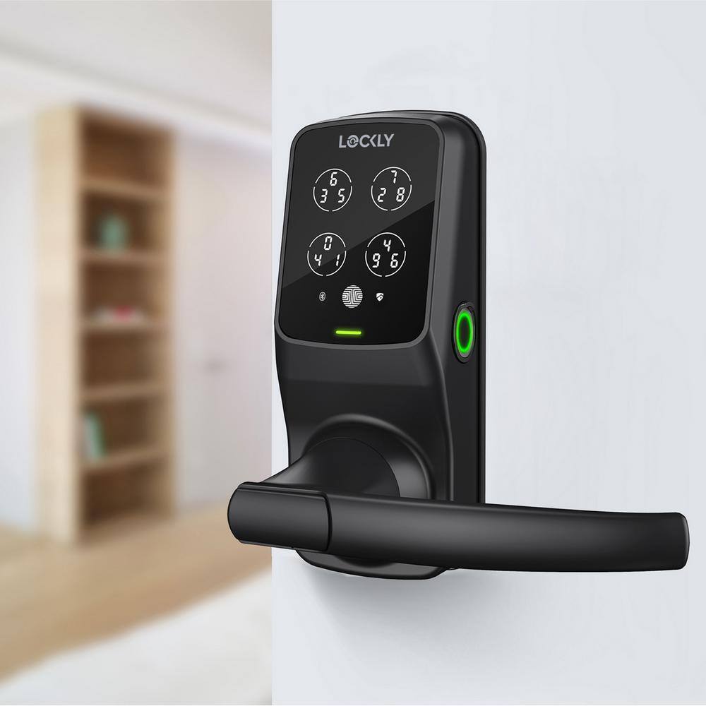 Lockly Secure Pro Matte Black Smart WiFi Mobile app-controlled Lever Latch 3D Fingerprint Keypad works with Hey GoogleAlexa PGD 628W MB